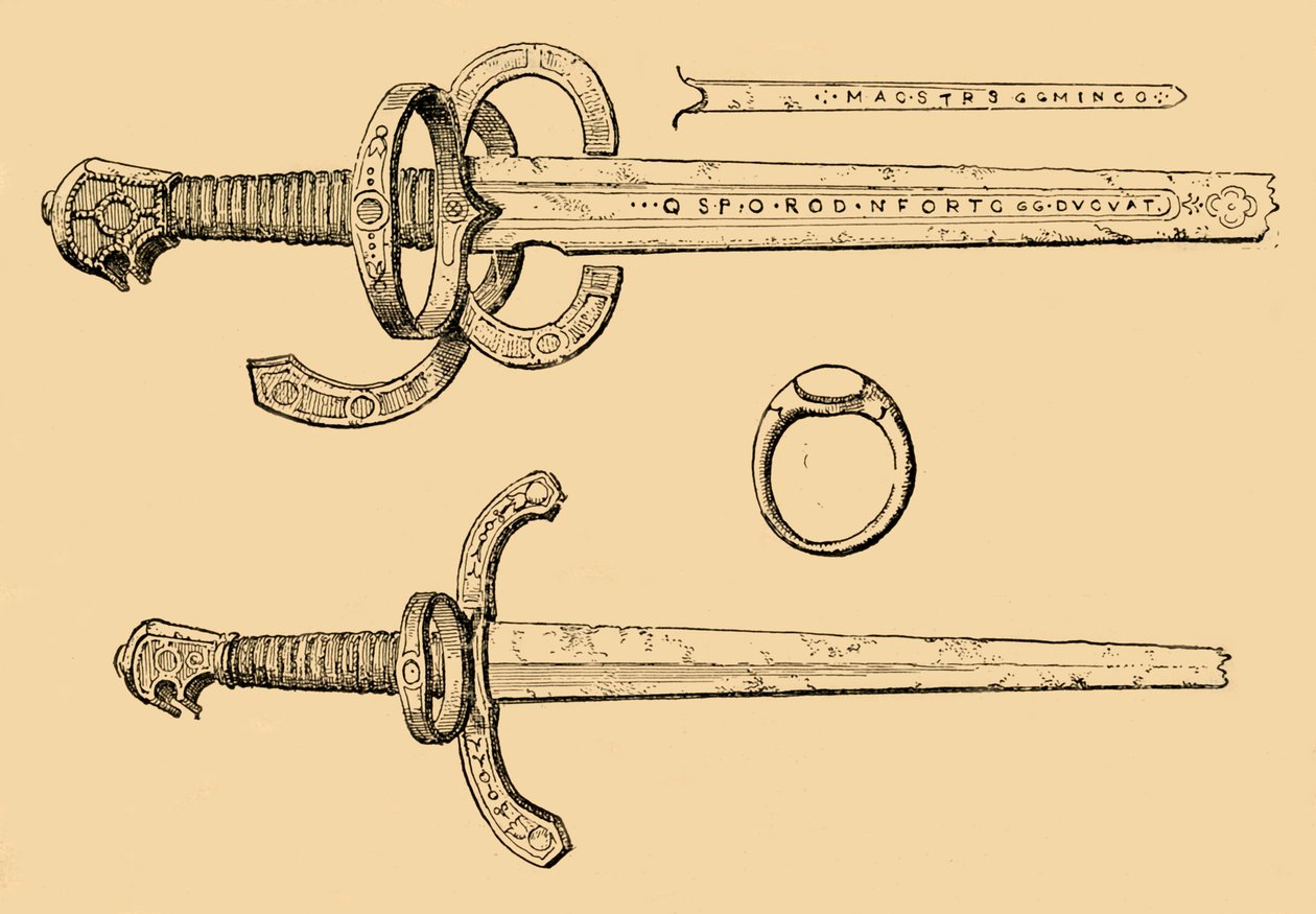 Sværd, dolk og ring af kong James IV, af Skotland, 1897. af Unbekannt
