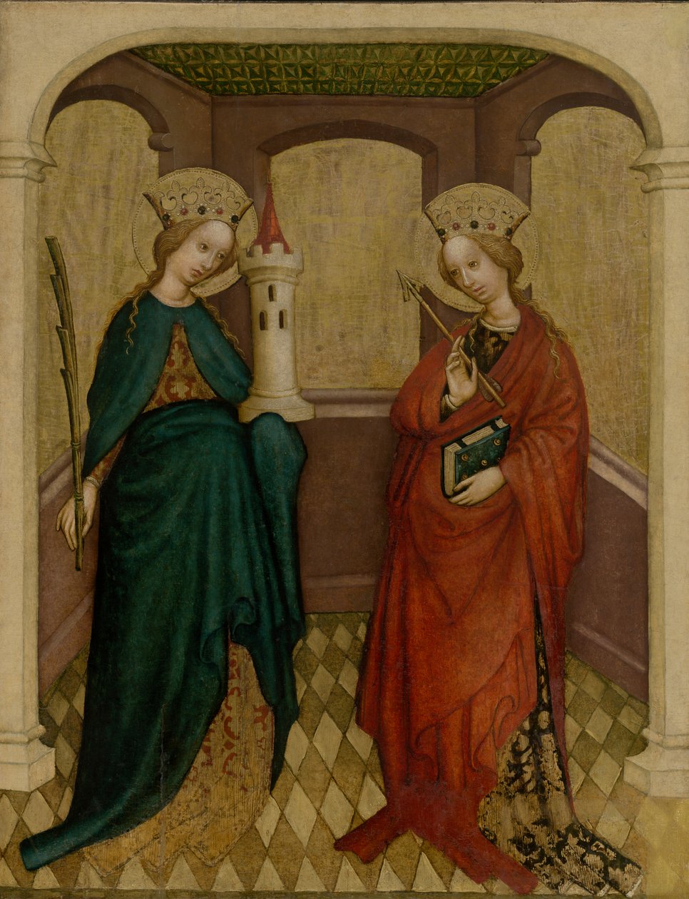 Tavle med St. Barbara og St. Ursula af Unbekannt