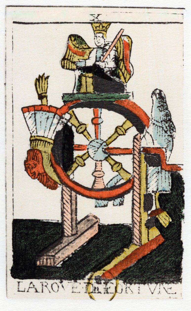 Tarotkort af Lykkehjulet, Noblet Tarot, 1600-tallet. af Unbekannt