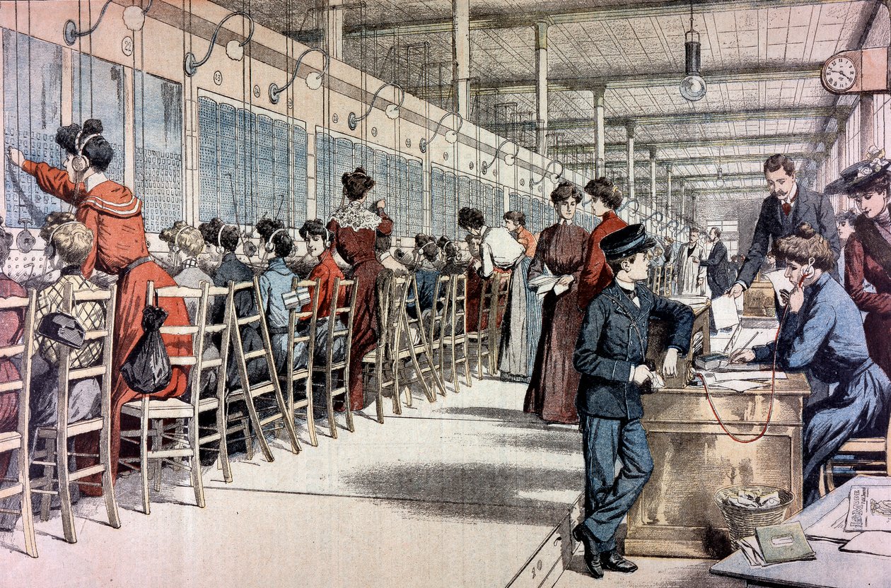 Telefoncentral, Paris, 1904 af Unbekannt