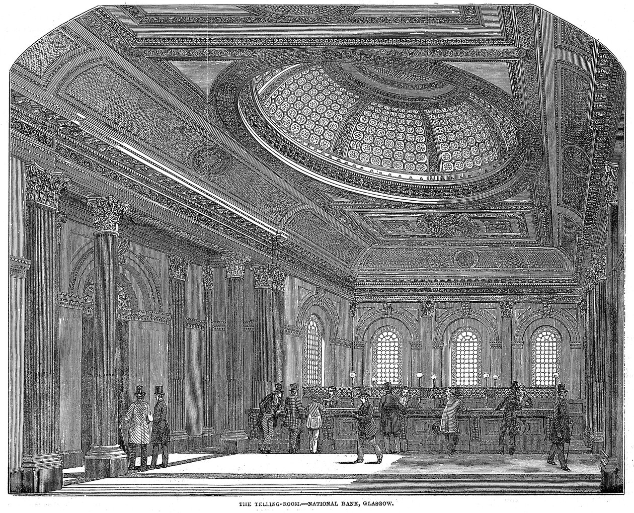 Telling room, National Bank of Scotland, Glasgow, c1860 af Unbekannt