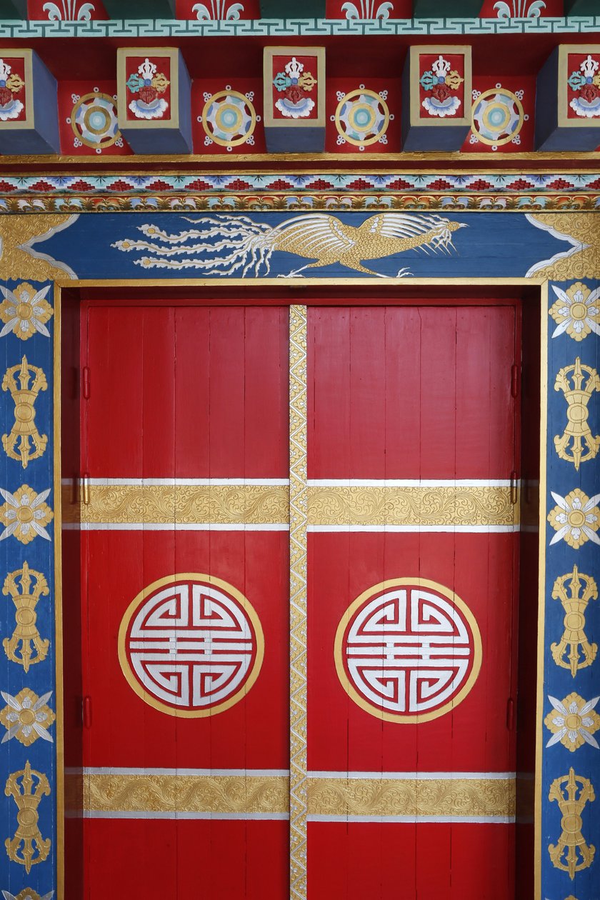 De tusinde Buddhas tempel. Dashang Kagyu Ling menighed. Pagodedør, La Boulaye, Frankrig af Unbekannt
