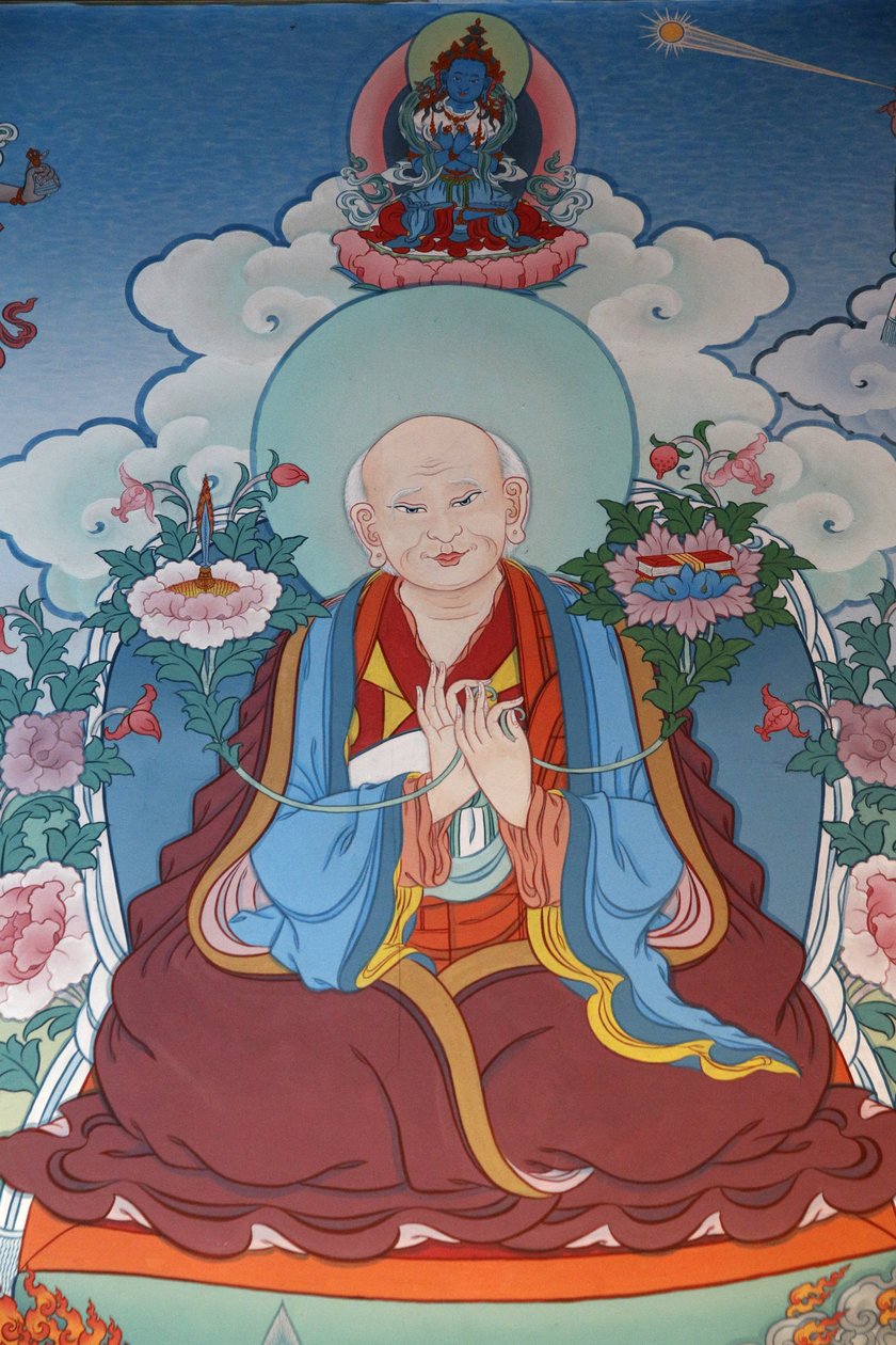 Tempel for de tusinde buddhaer Dashang Kagyu Ling-menigheden Maler Munk beder, La Boulaye, Frankrig af Unbekannt