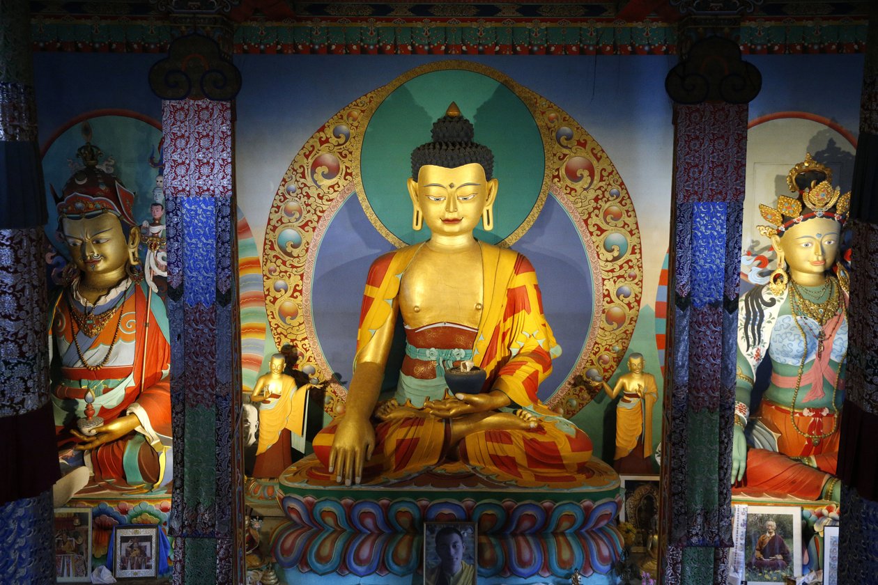 Tempel for de tusinde Buddhaer Dashang Kagyu Ling menighed Shakyamuni Buddha, La Boulaye, Frankrig af Unbekannt