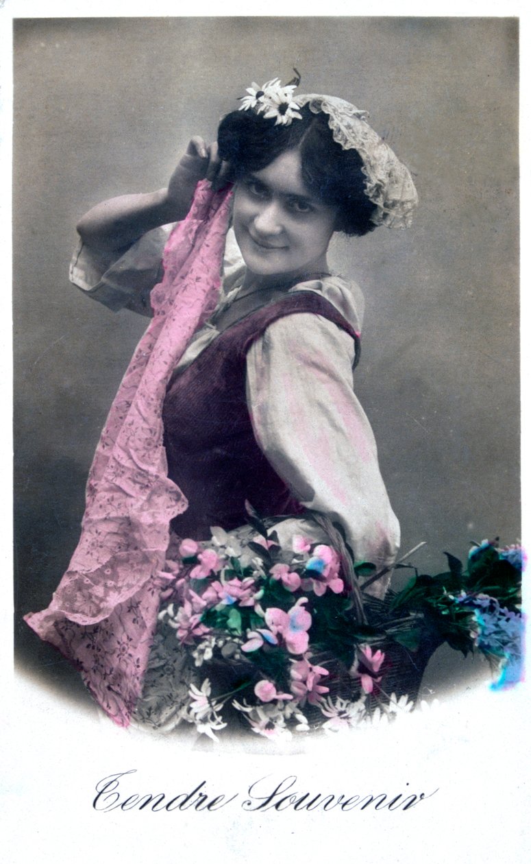 Tendre Souvenir, fransk postkort, c1900 af Unbekannt