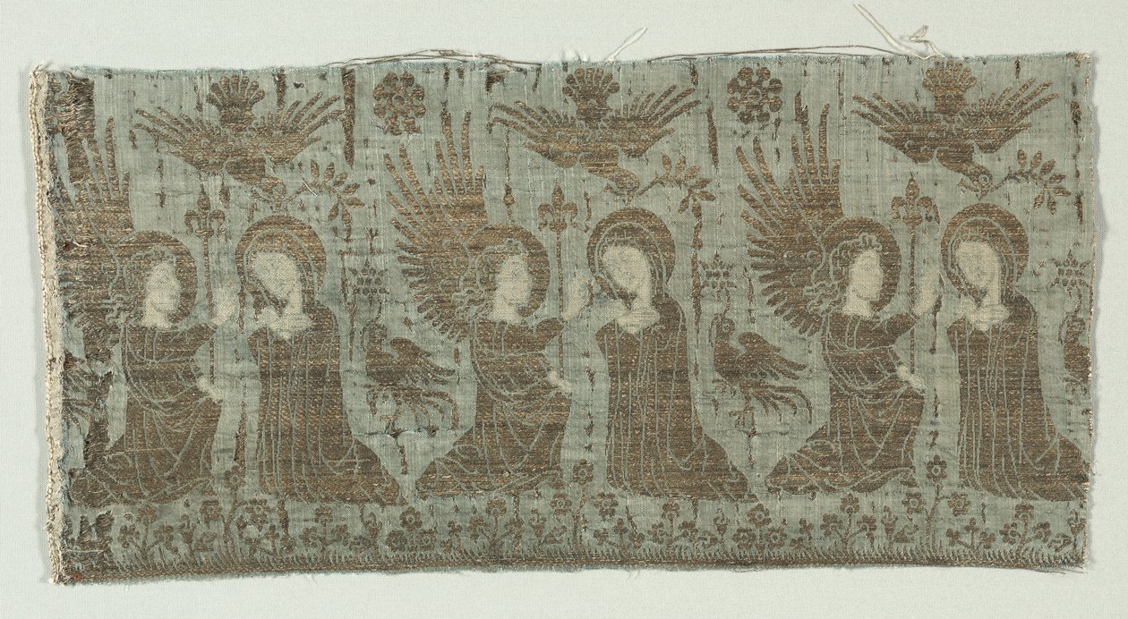 Tekstilfragment med bebudelsen, 1370-1400. af Unbekannt