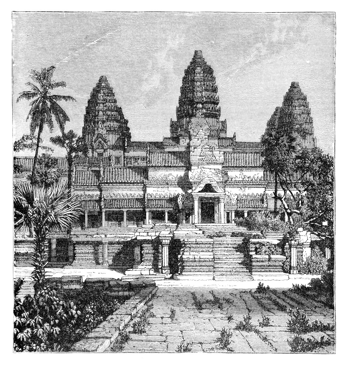 Hovedfacaden af templet i Angkor-Wat, Cambodja, 1895 af Unbekannt