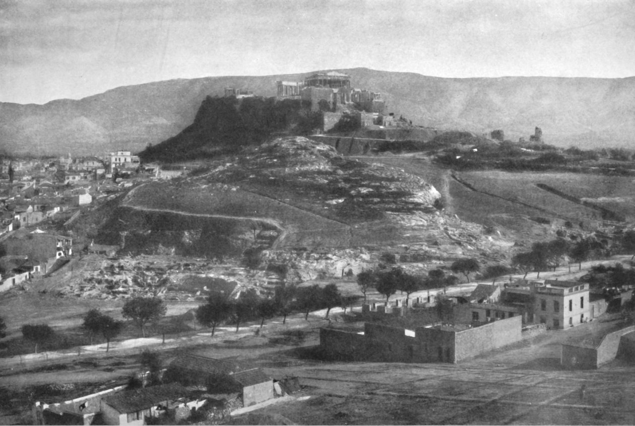 Akropolis, med udsigt over Aeropagus og Hymettus-bjerget, fra vest, 1913 af Unbekannt