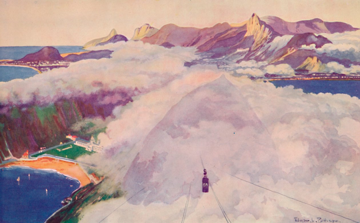 Aerial Ropeway Car nedstigende fra Sugar Loaf Mountain, 1914. af Unbekannt