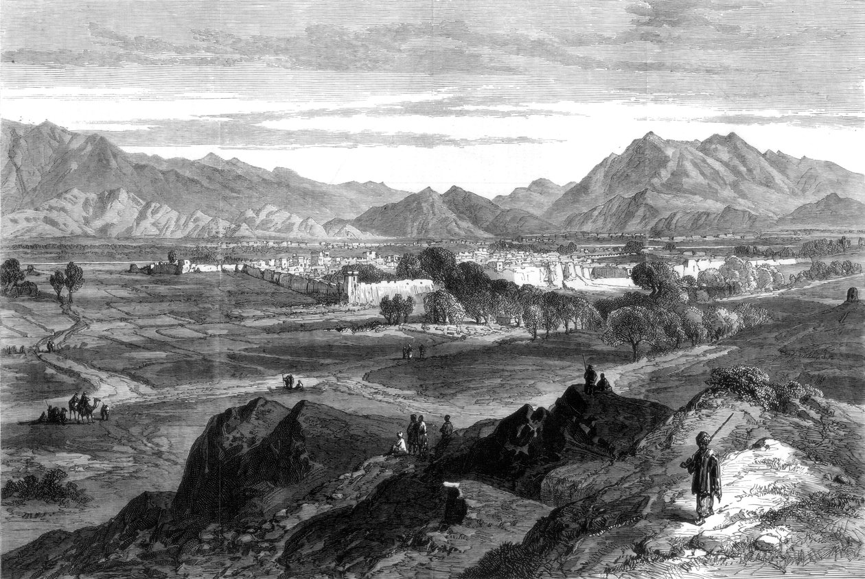 Den afghanske krig: Jalalabad fra Pipers Hill, Afghanistan, 1879 af Unbekannt