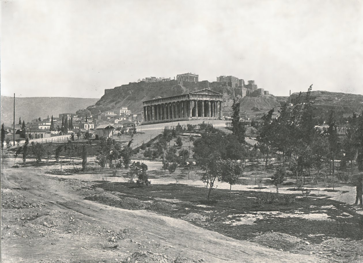 Agora og Akropolis, Athen, Grækenland, 1895. af Unbekannt