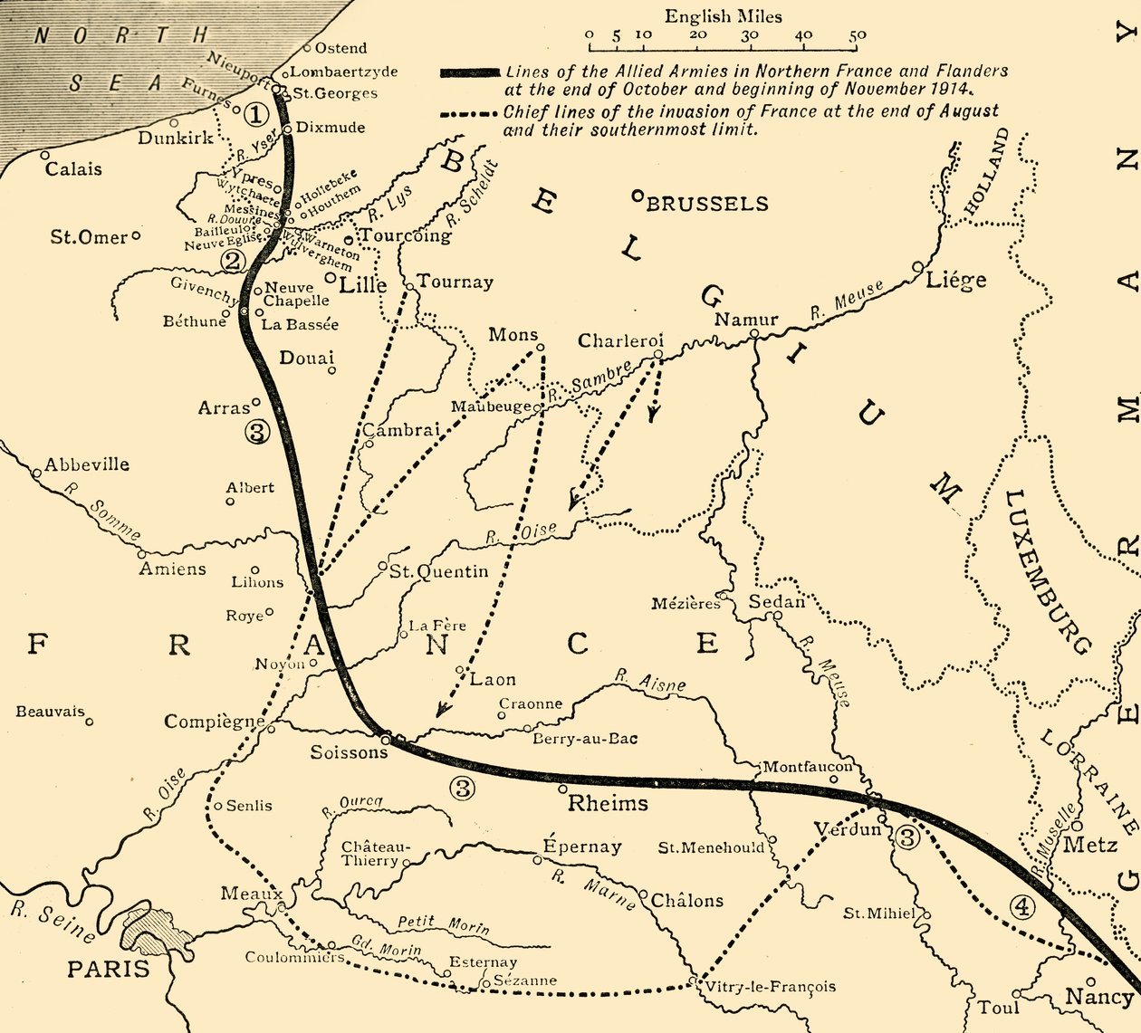 De allierede hære i Frankrig og Flandern, Første Verdenskrig, 1914, c1920. af Unbekannt