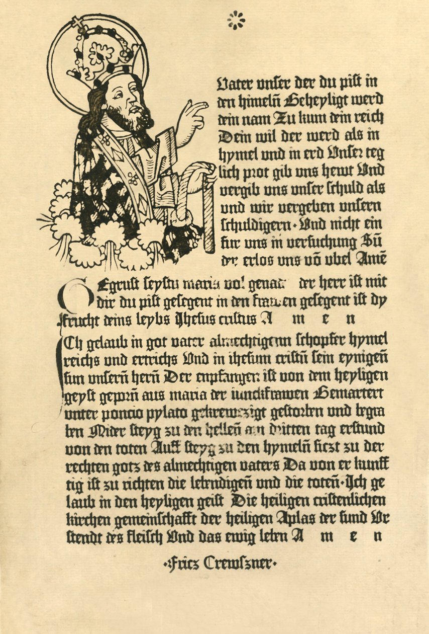 Den Almægtige, med Paternoster, Ave Maria og Credo på tysk, 1915. af Unbekannt