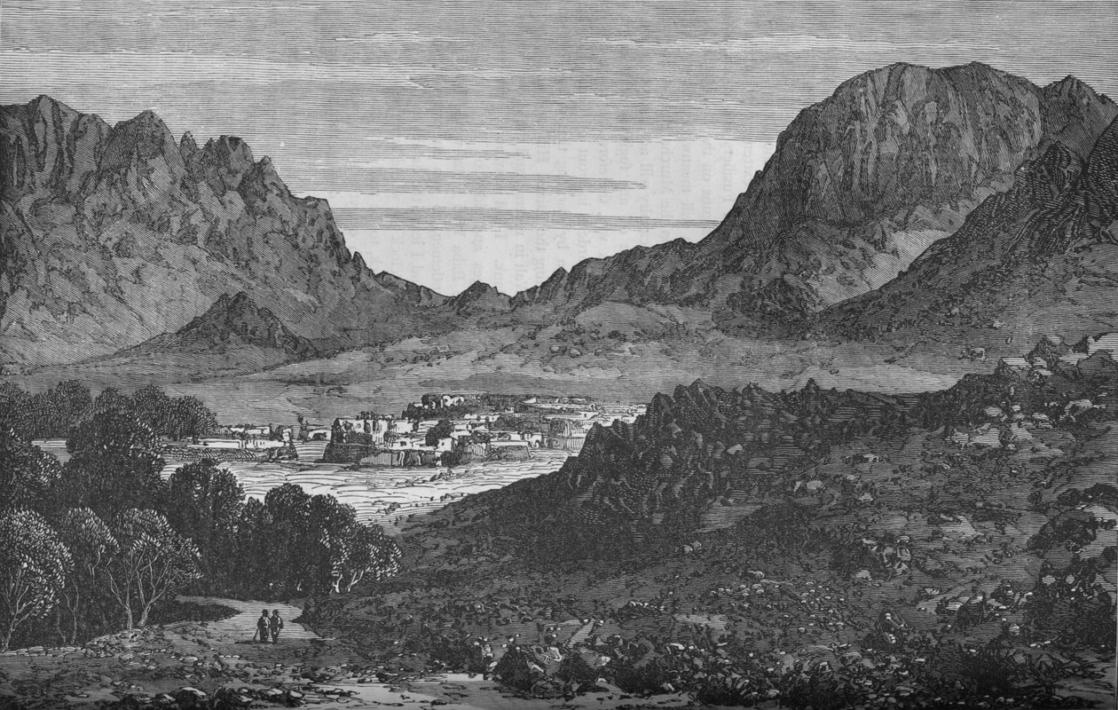 Argandab-dalen, der til højre viser Baba Wali-passets bakker, c1880 af Unbekannt
