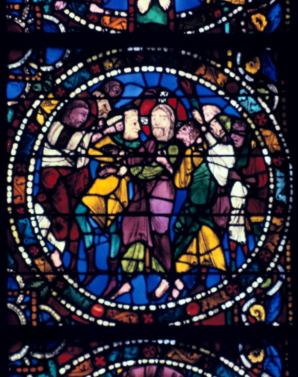 The Arrest of Christ Judas Kys, farvet glas, Chartres Cathedral, 1194-1260 af Unbekannt