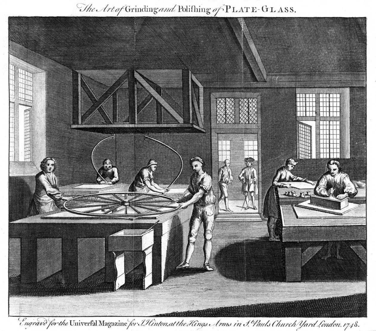 Kunsten at slibe og polere glasplader, 1748 af Unbekannt