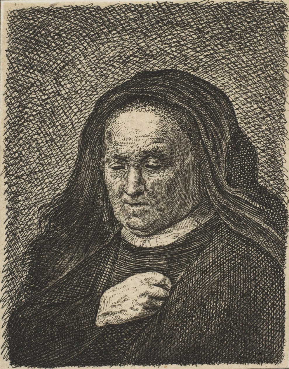 Kunstnerens mor med hånden på brystet, 1700-tallet., 1700-tallet. af Unbekannt