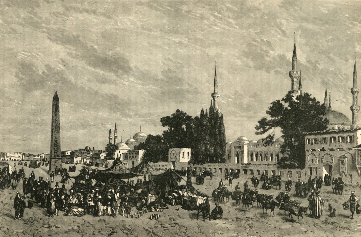 At-Meidan - Gamle Hippodrome - Med Theodosius-søjle, Konstantinopel, 1890. af Unbekannt
