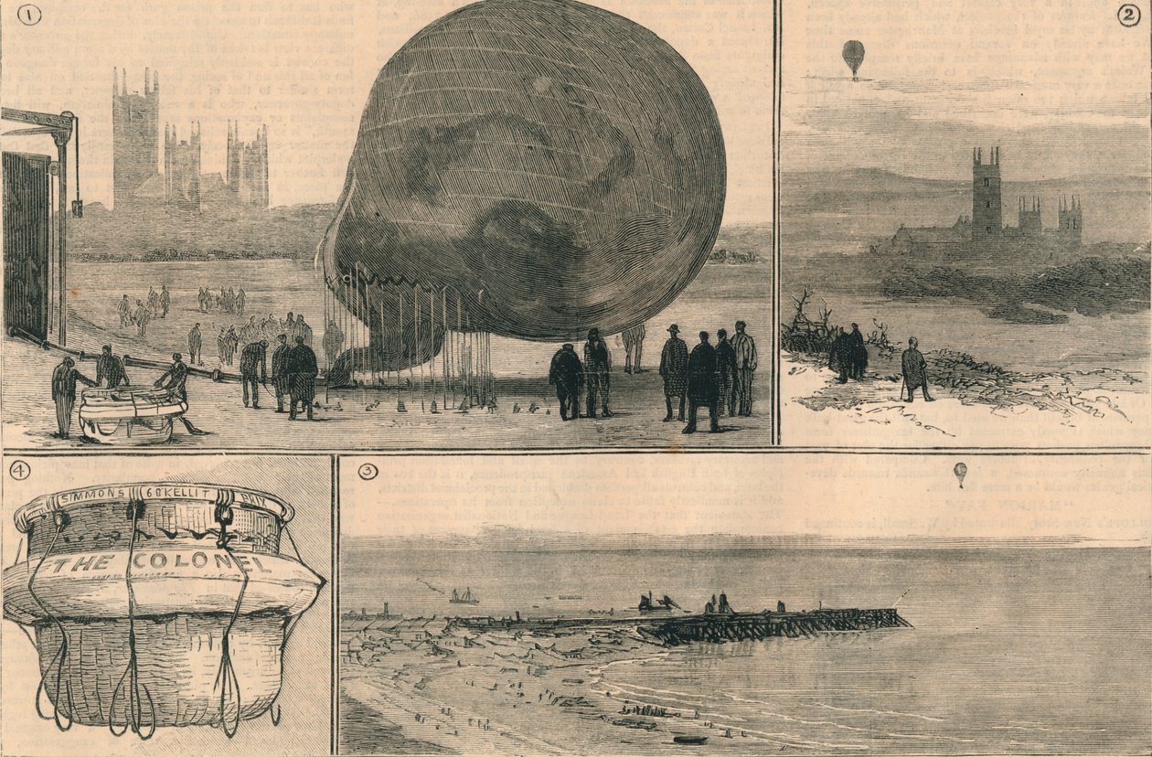 Den forsøgte ballonrejse over kanalen, 1882. af Unbekannt