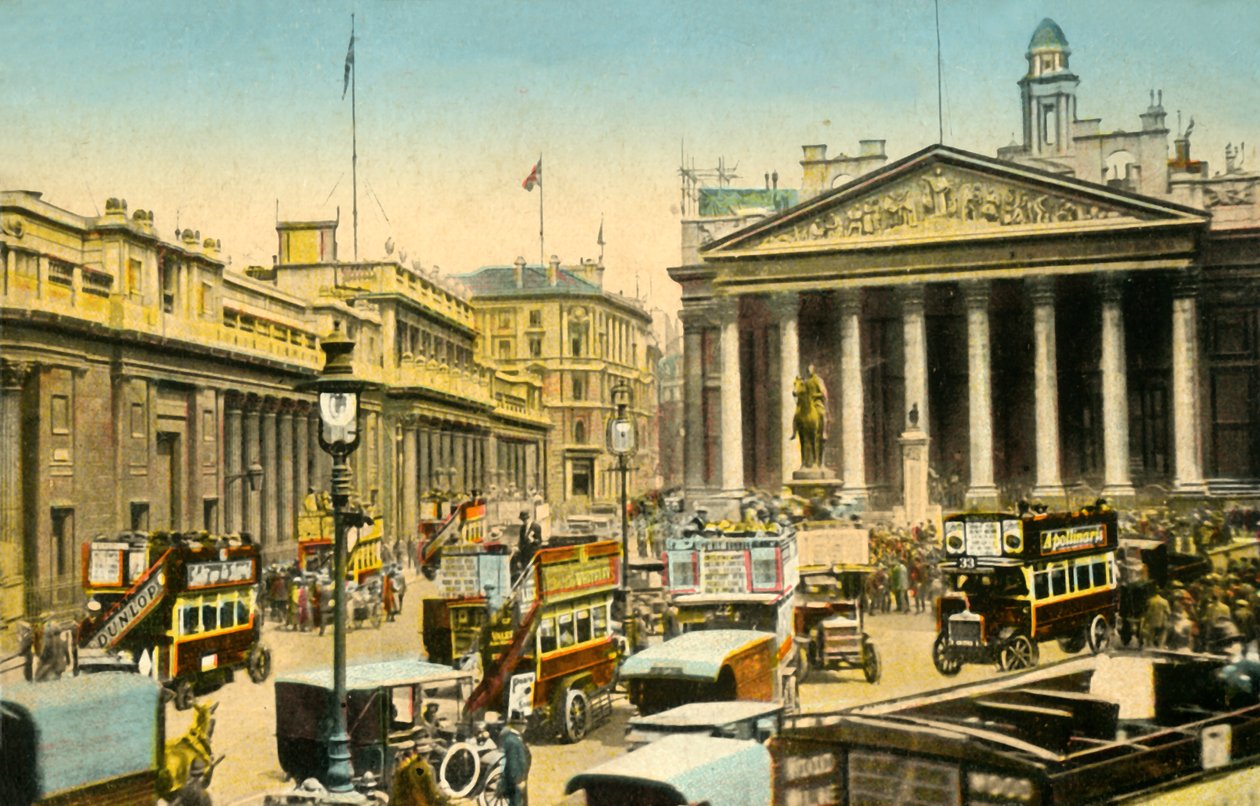 Bank of England og Royal Exchange, London, c1910. af Unbekannt