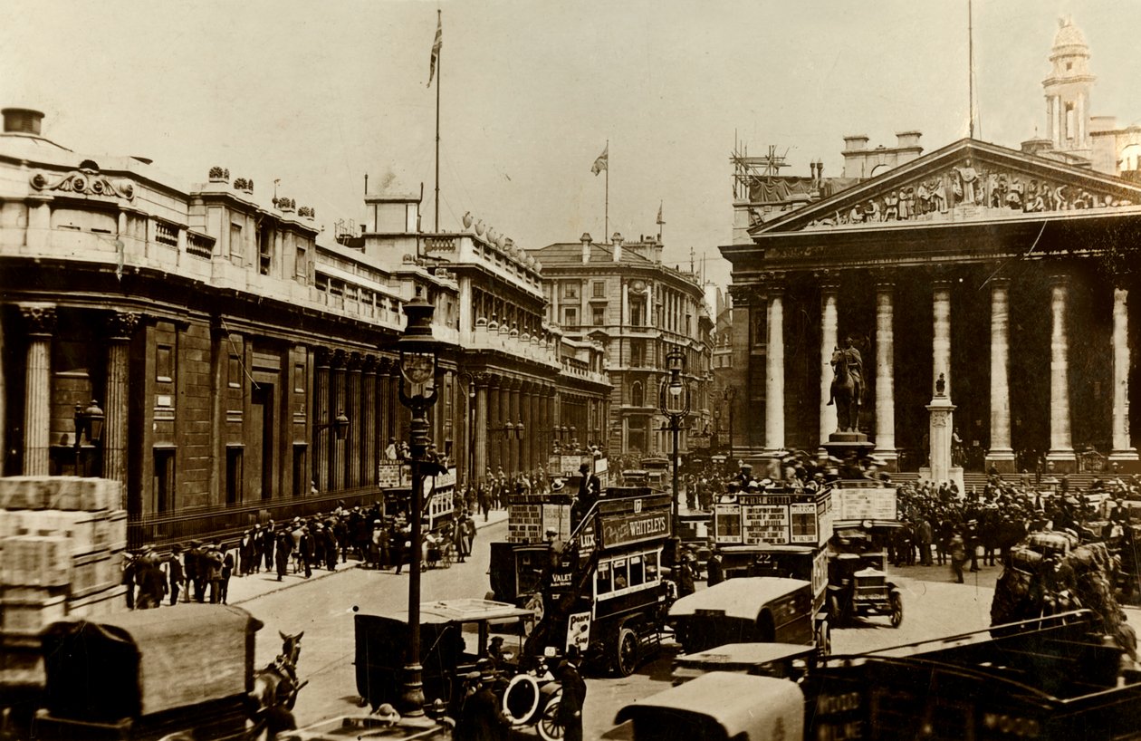 Bank of England og Royal Exchange, London, c1910. af Unbekannt