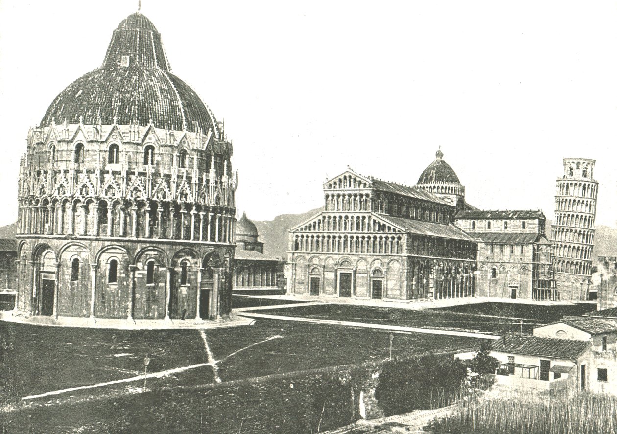 Dåbskapellet, katedralen og det skæve tårn, Pisa, Italien, 1895. af Unbekannt