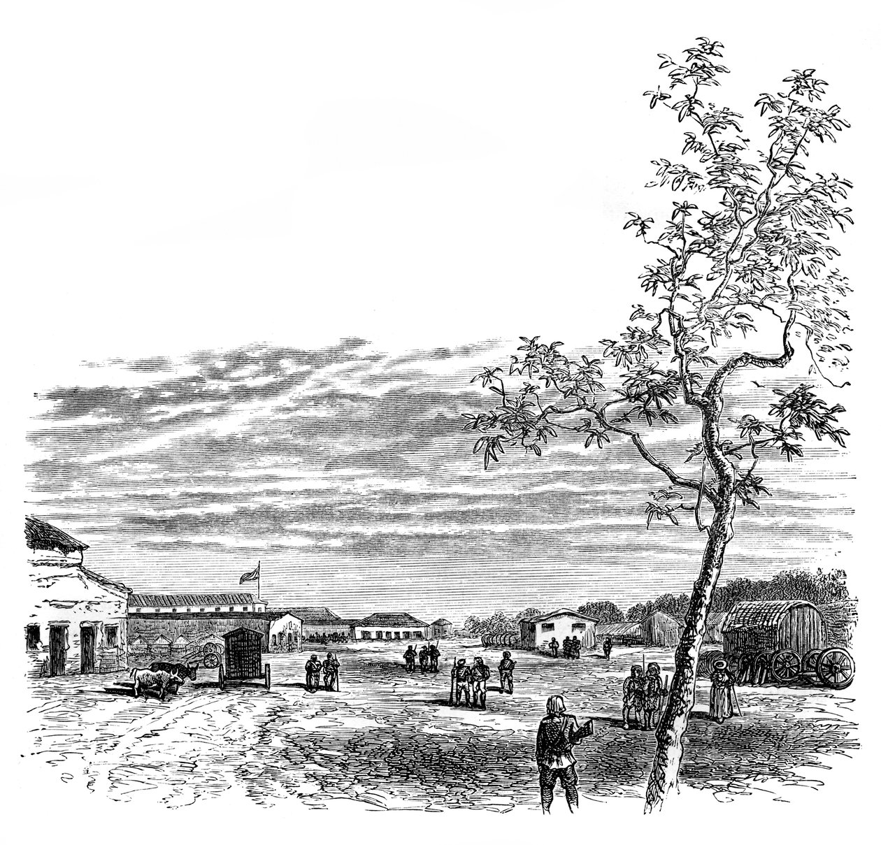 Kasernen i Meerut, Indien, omkring 1850