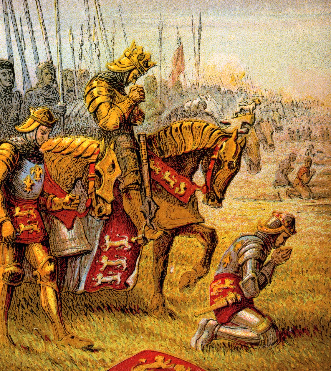 Slaget ved Agincourt, 1415, c1850 af Unbekannt