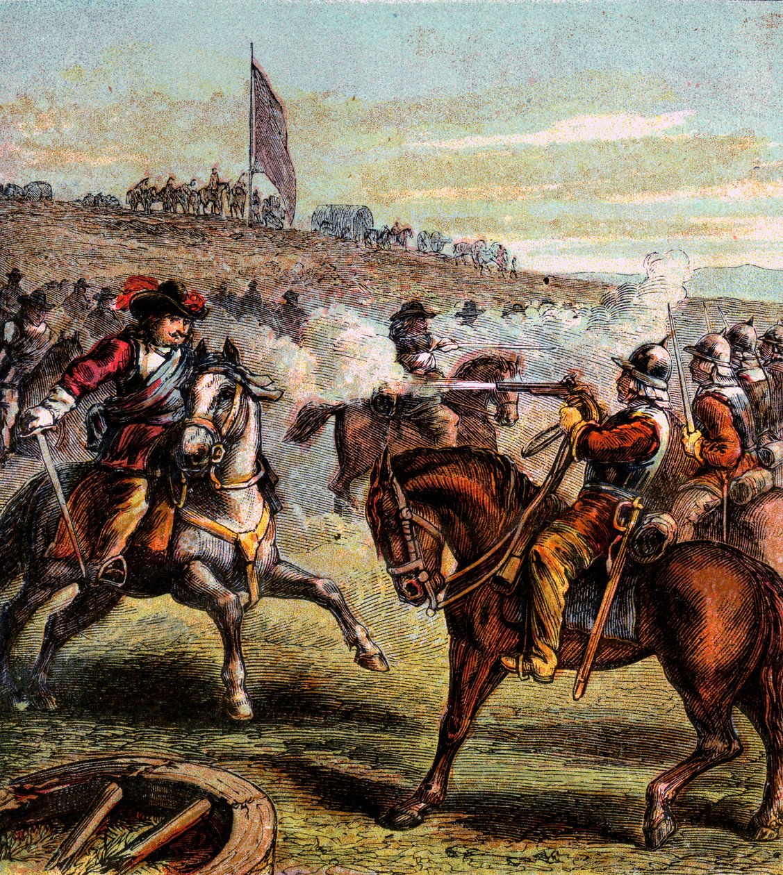 Slaget ved Naseby, 1645, c1850 af Unbekannt