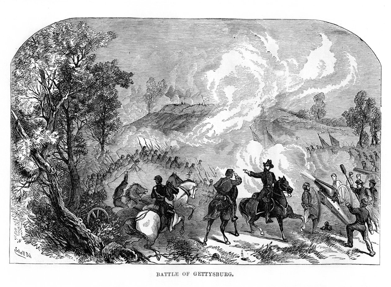 Slaget ved Gettysburg, amerikansk borgerkrig, 1-3 juli 1863, 1872 af Unbekannt
