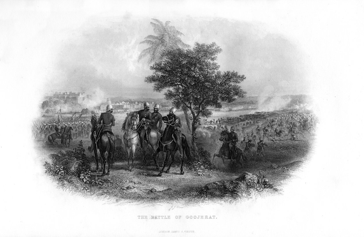 Slaget ved Goojerat, 1849, 1800-tallet af Unbekannt