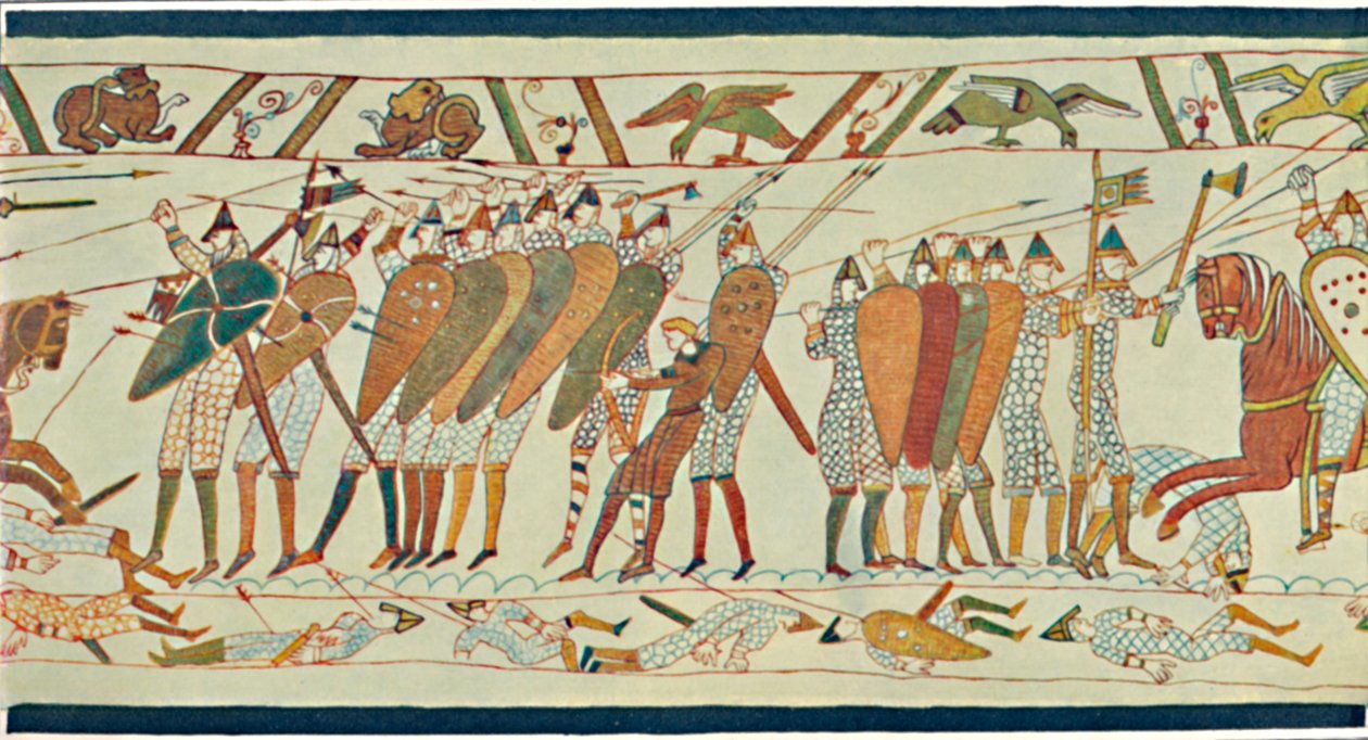 Begyndelsen af slaget ved Senlac Bayeux-tapet, c1400-tallet, 1902 af Unbekannt