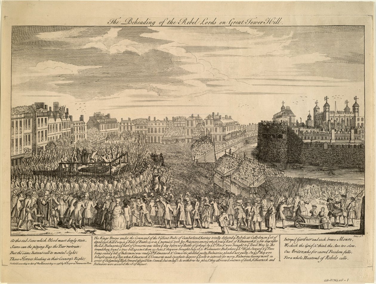 Halshugningen af de jakobittiske oprørere ved Tower Hill, 1746 af Unbekannt