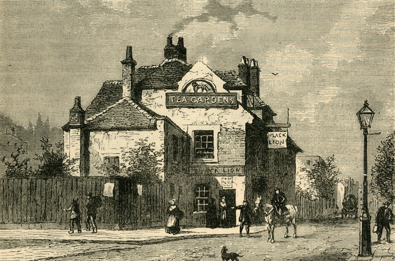 The Black Lion, Church Street, Chelsea, i 1820, c1876. af Unbekannt