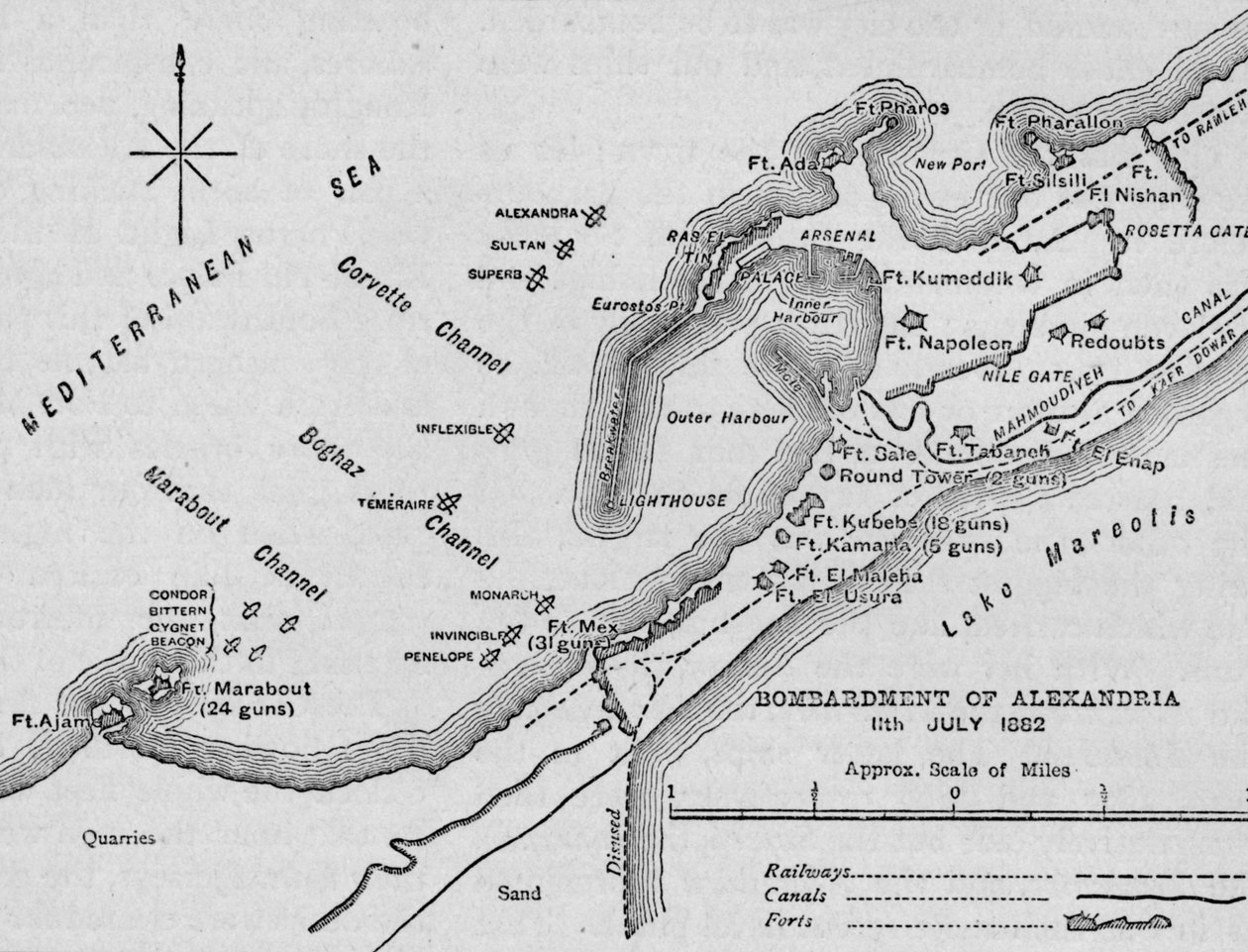 Bombardementet af Alexandria: Skitsekort, 1902 af Unbekannt
