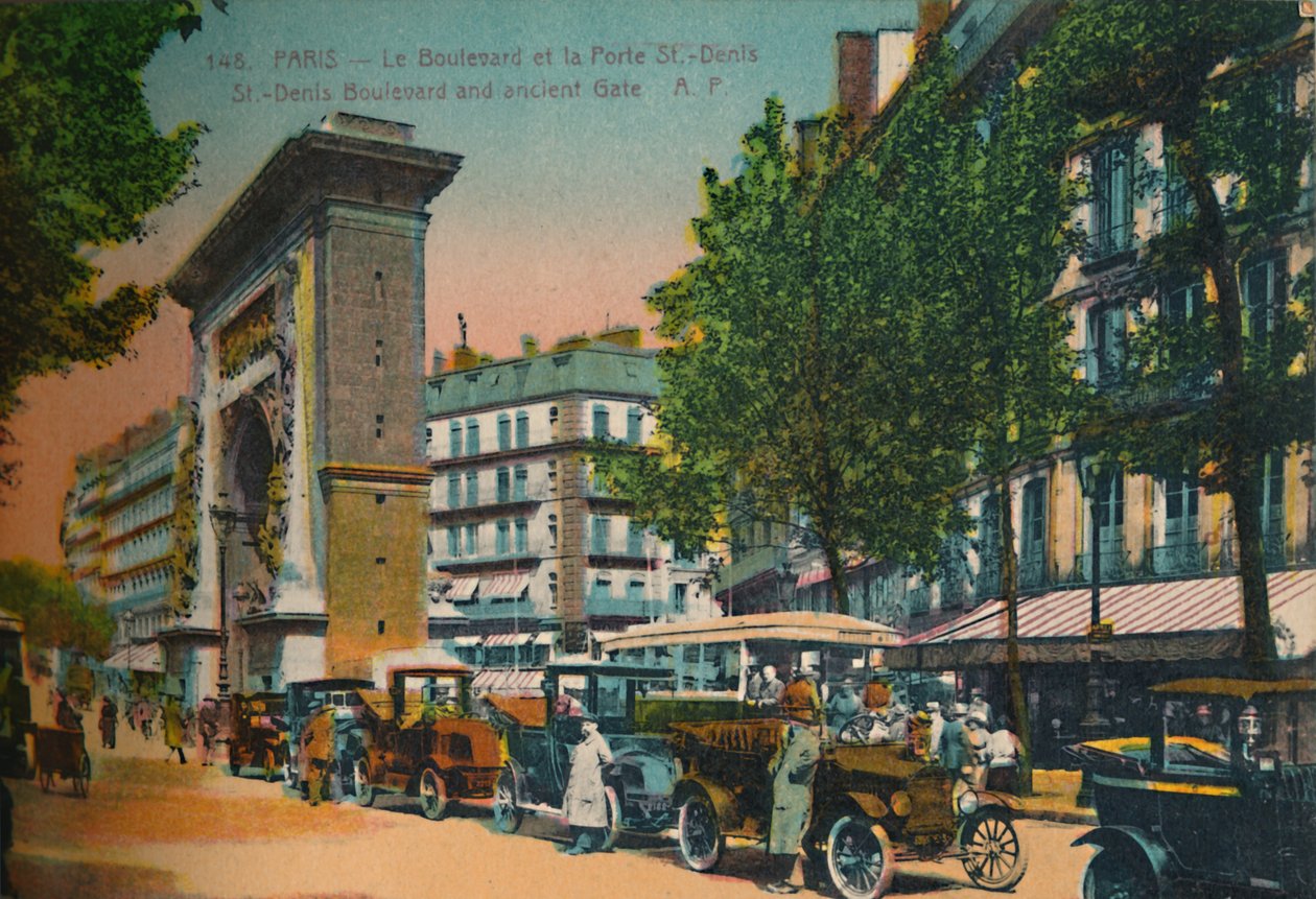 Boulevard Saint-Denis og Porte Saint-Denis, Paris, c1920 af Unbekannt