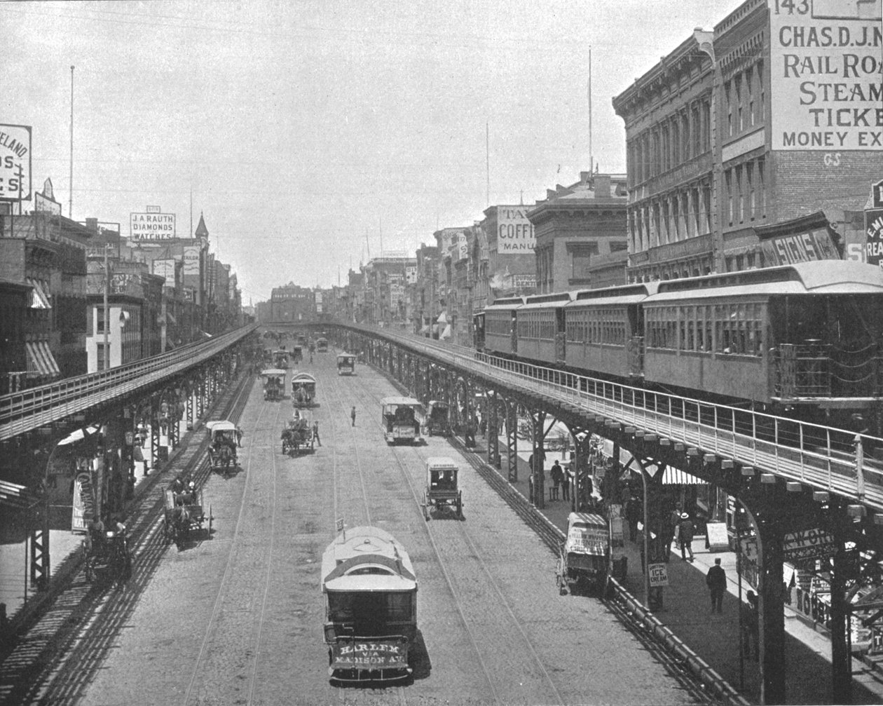 The Bowery, ser mod nord, New York, USA, c1900. af Unbekannt