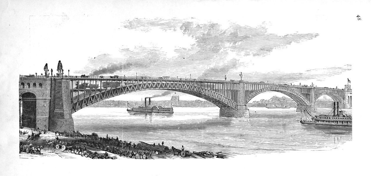 Broen over Mississippi ved St. Louis, 1883 af Unbekannt