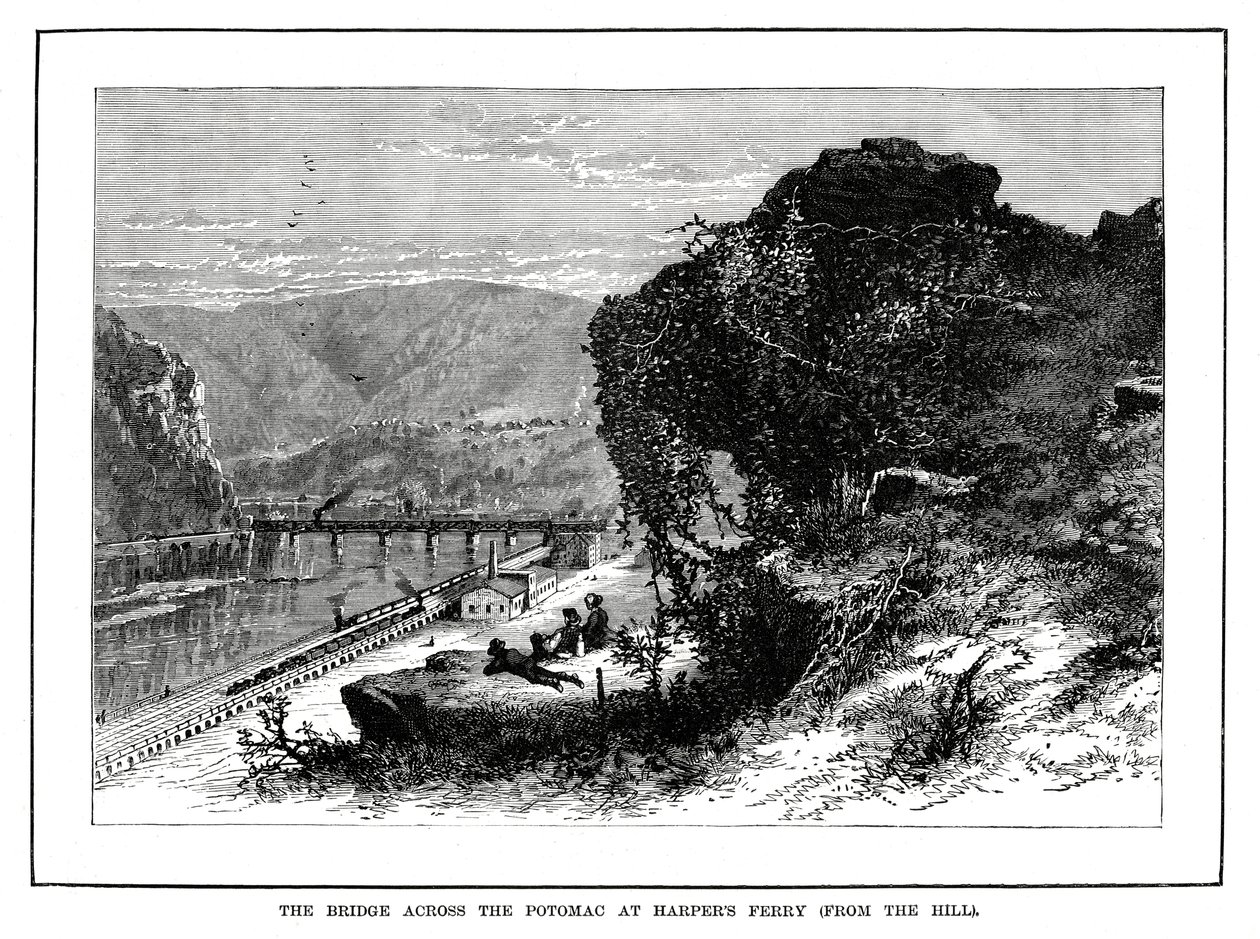 Broen over Potomac ved Harpers Ferry, West Virginia, USA, 1877 af Unbekannt