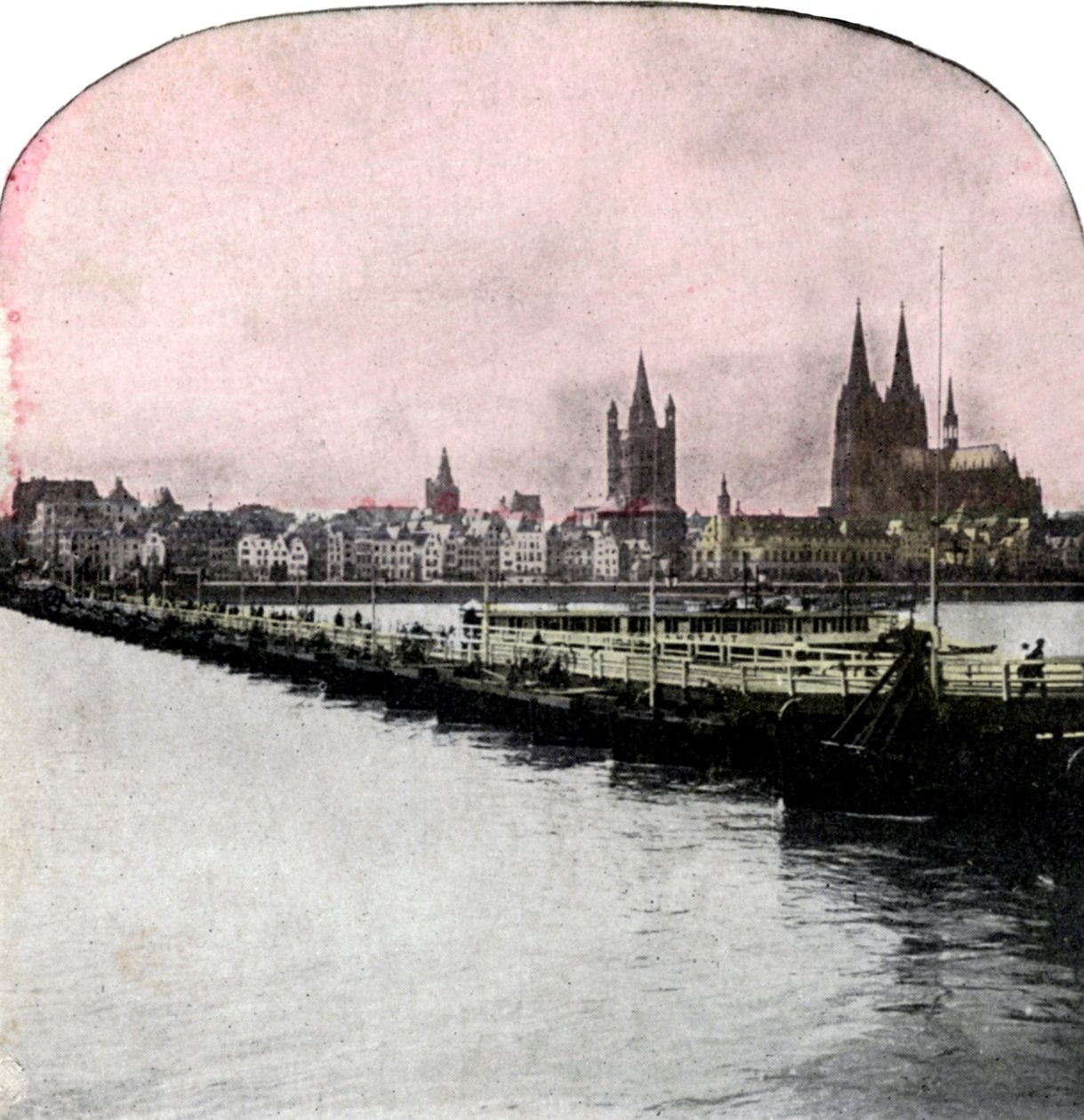 Bådenes bro over Rhinen, Köln, Tyskland, begyndelsen af det 20. århundrede af Unbekannt
