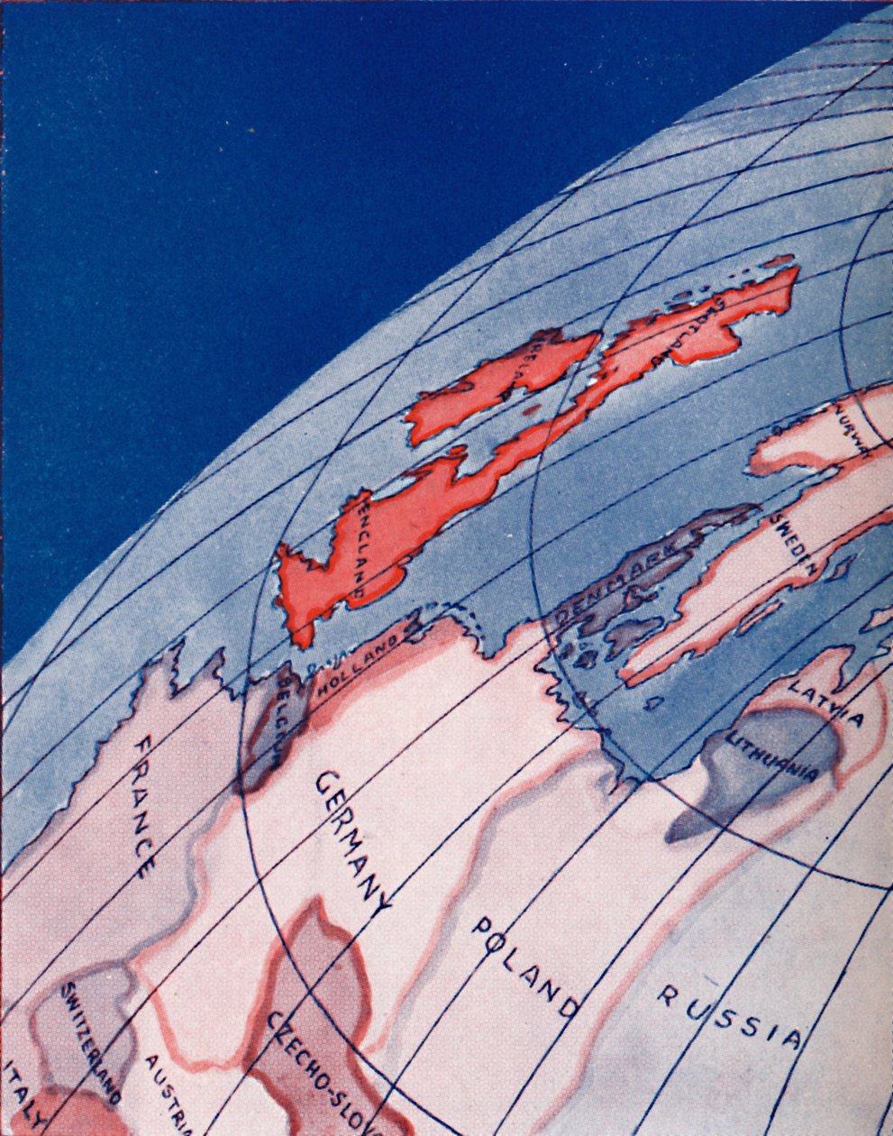 De britiske øer og Nordeuropa kl. 06.00 midtsommerdagen 1935 af Unbekannt
