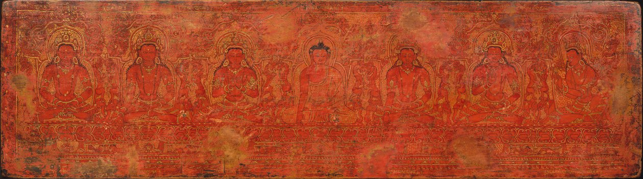 Buddha Shakyamuni, Five Past Buddhas og Maitreya, ca. 15. århundrede. af Unbekannt