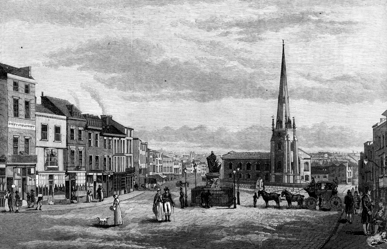 Tyrefægterarenaen med St Martins Church, Birmingham, 1812 1887 af Unbekannt