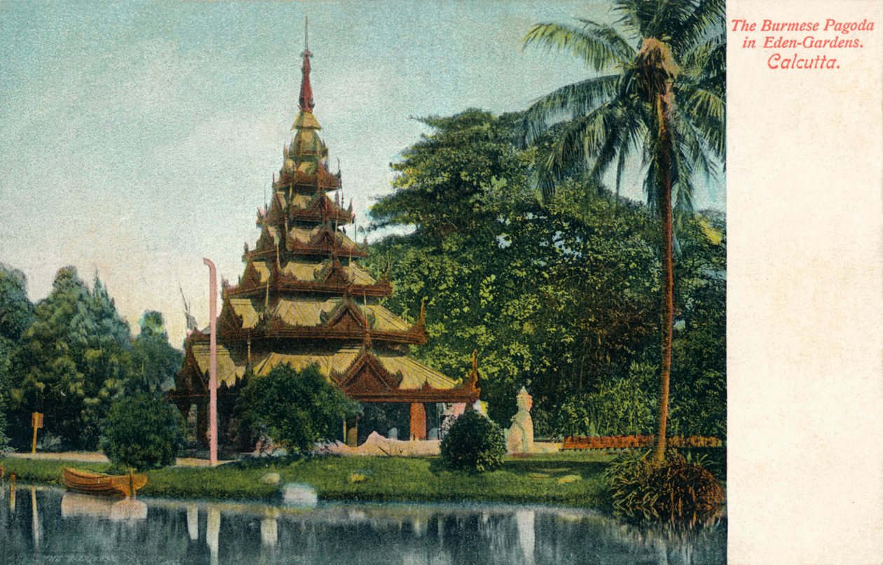 Den burmesiske pagode i Eden-Gardens. Calcutta, c1900 af Unbekannt