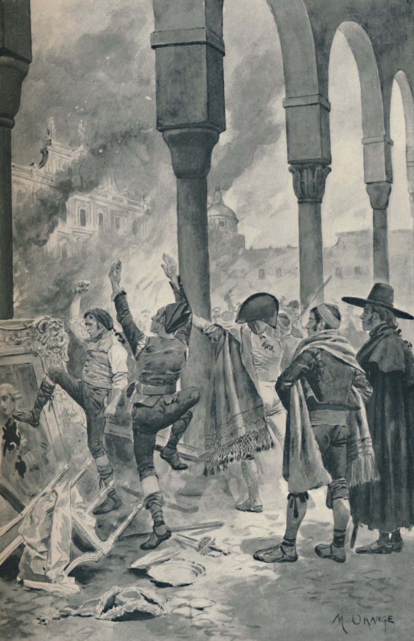 Afbrændingen af et palads i Godoy af befolkningen i Madrid, 1896 af Unbekannt