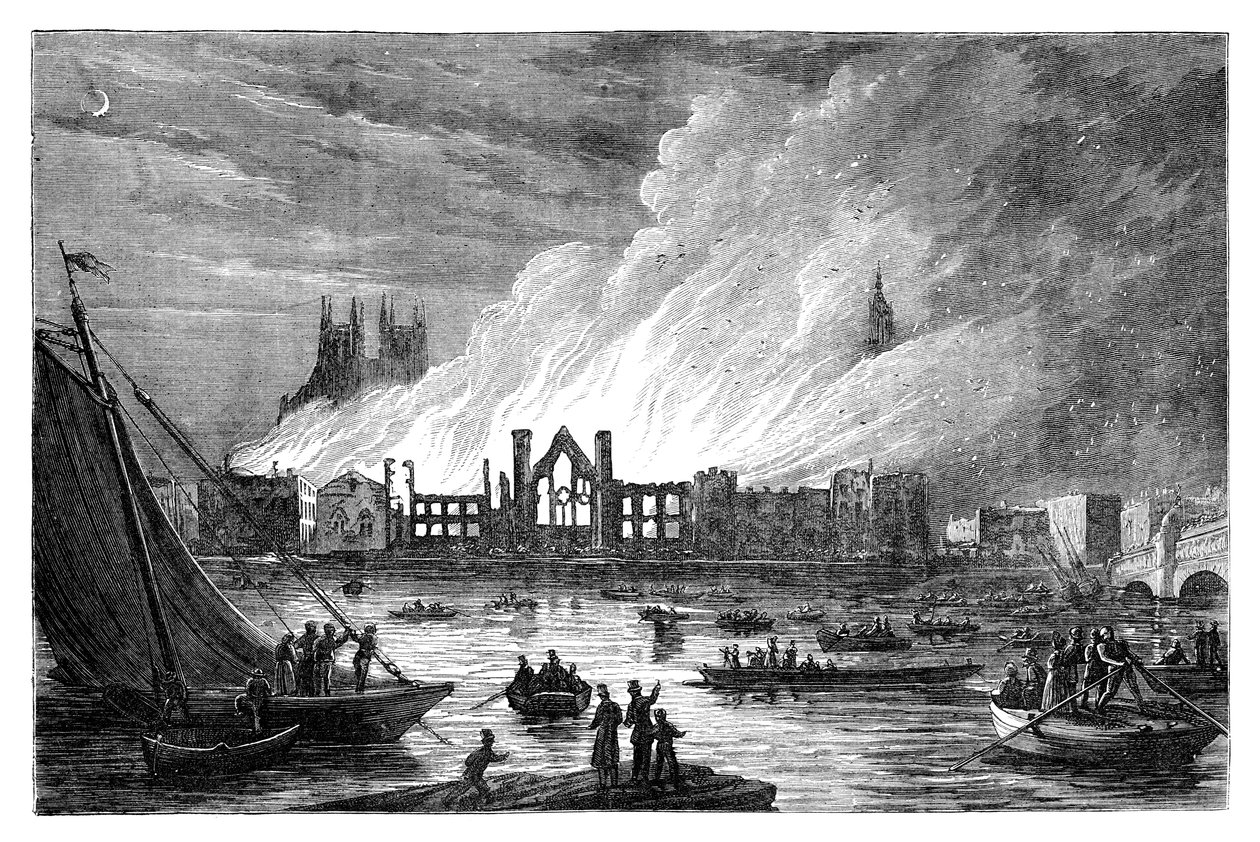 The Burning of the Houses of Parliament, London, 1834 c1895 af Unbekannt
