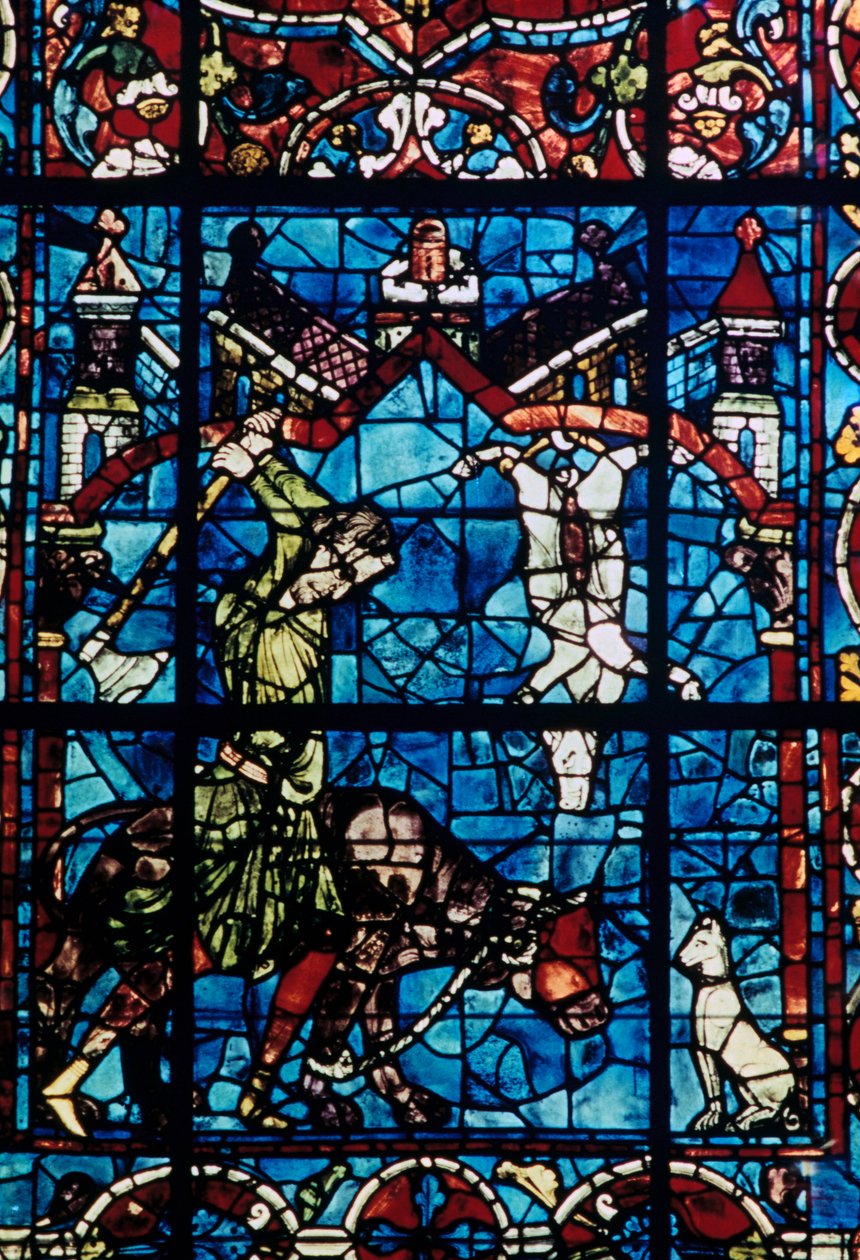 Slagterne, farvet glas, Chartres Cathedral, Frankrig, 1194-1260 af Unbekannt