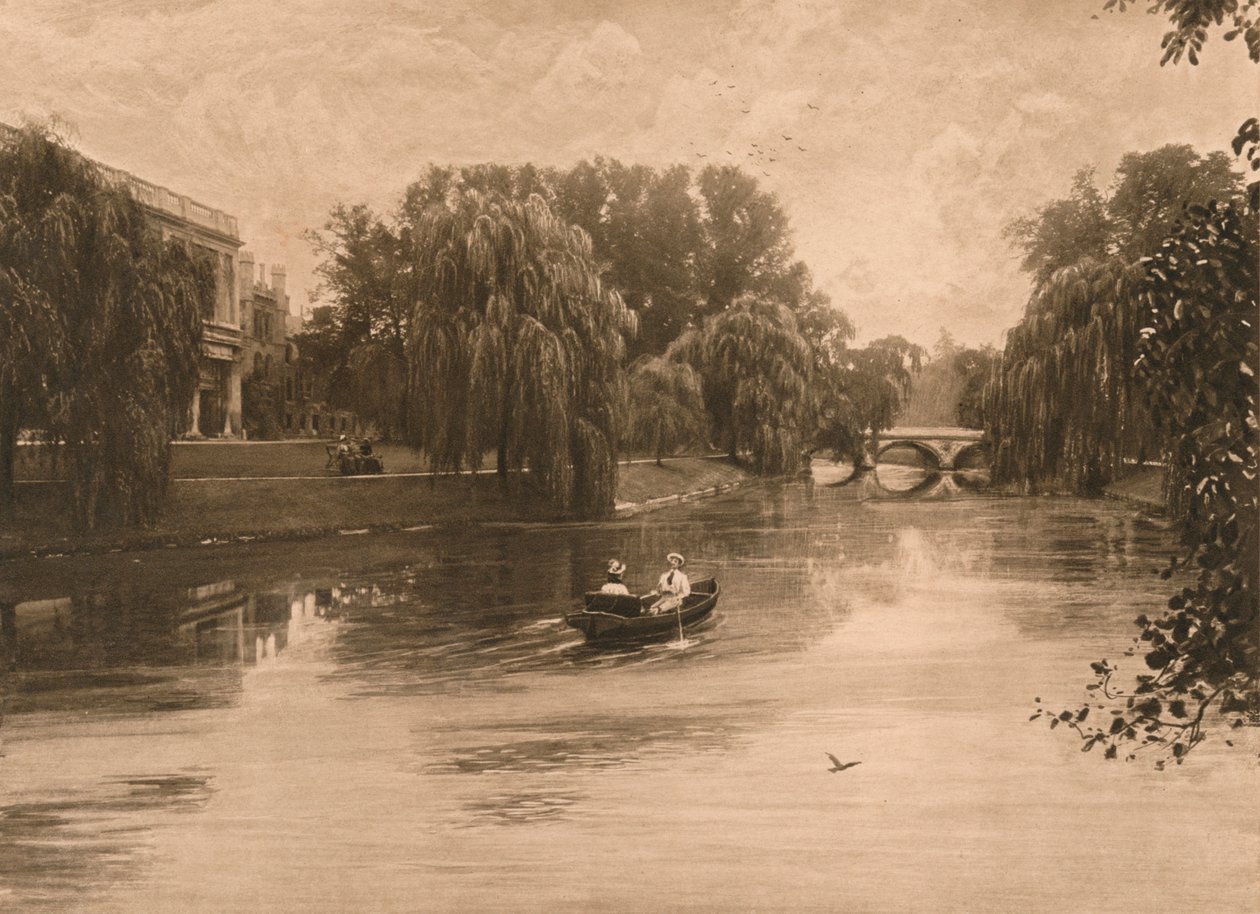 The Cam at Cambridge med Trinity College, 1902 af Unbekannt