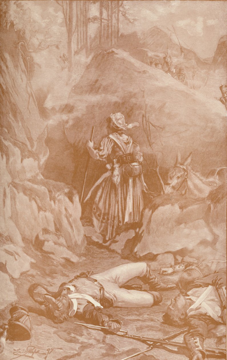 Cantinière fra det 26. regiment klatrer på klipperne i Busaco, 1810, 1896. af Unbekannt