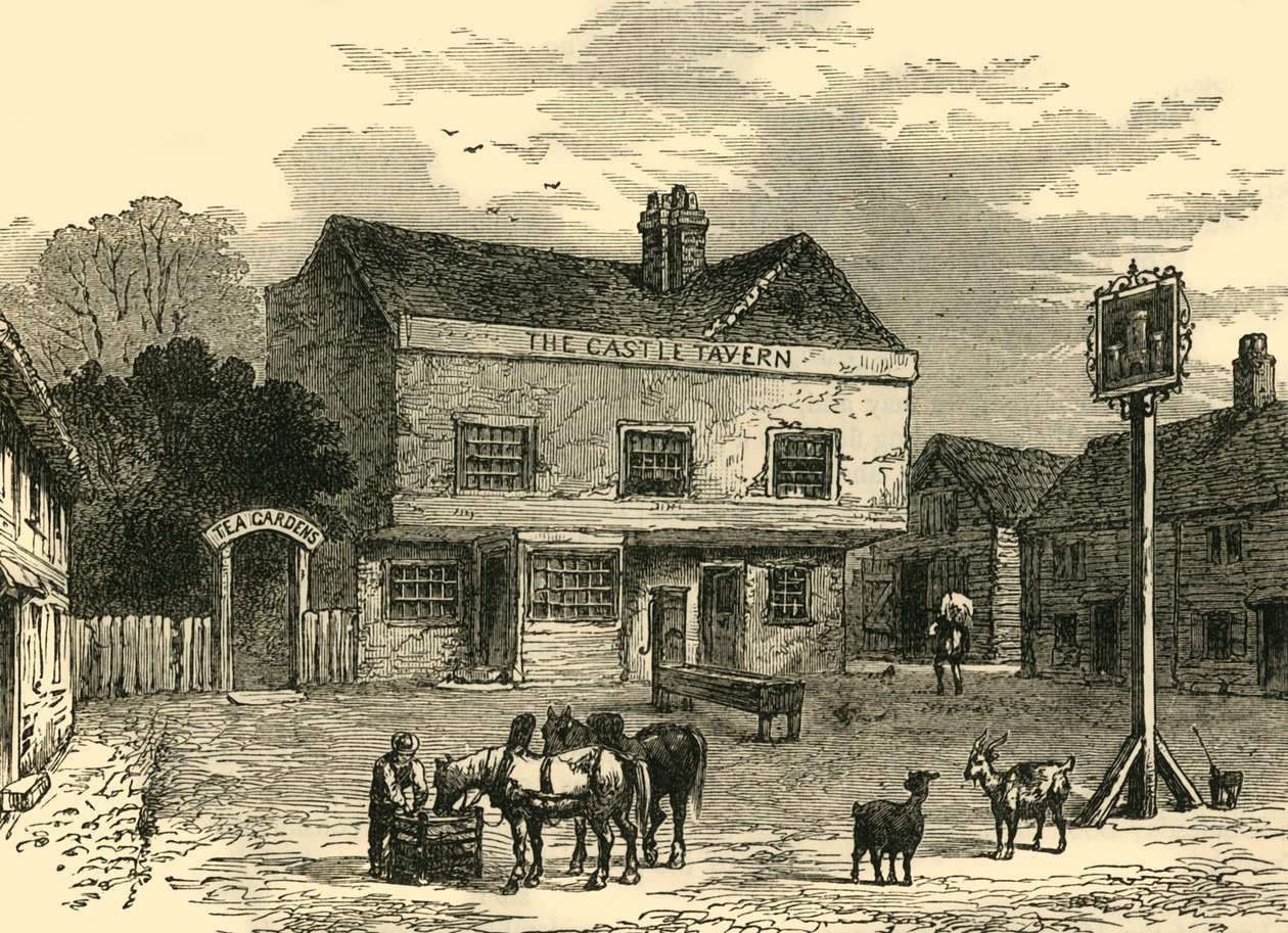 The Castle Tavern, Kentish Town Road, i 1800, c1876. af Unbekannt